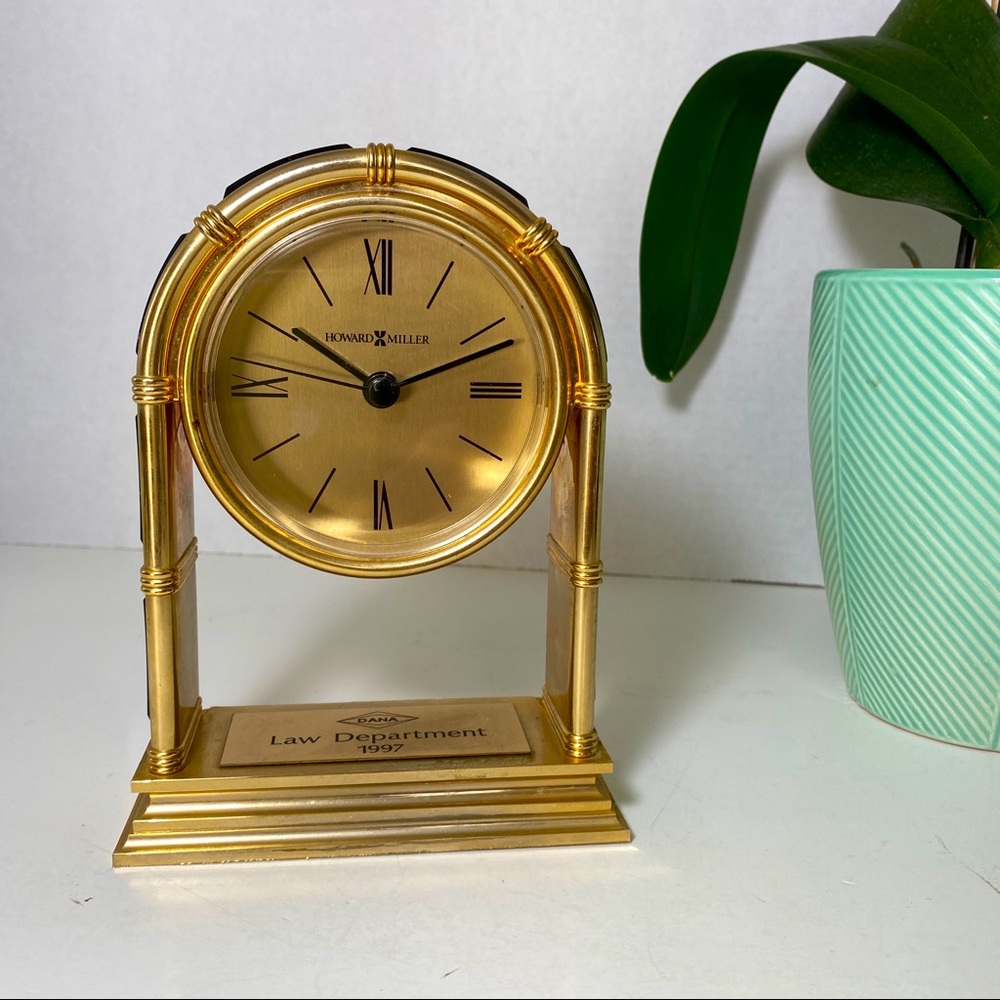 Howard Miller Brass Gold Mantle Clock, 7” x 5”